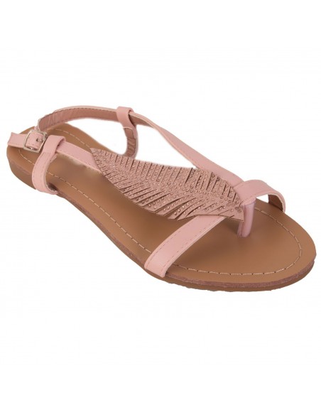 Sandales femme plume à strass avec brides nus pied et semelle cuir