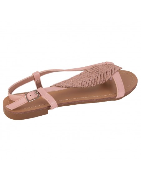 Sandales femme plume à strass avec brides nus pied et semelle cuir