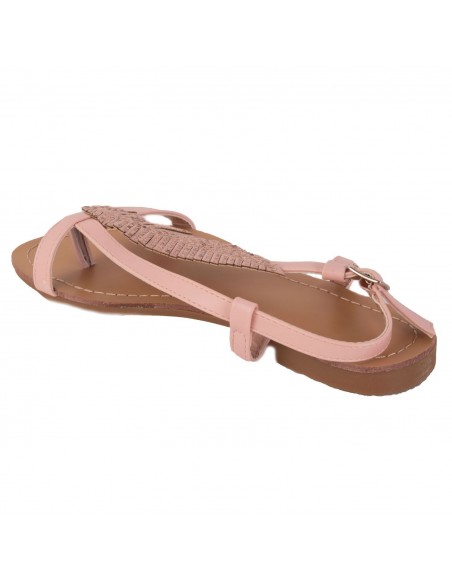 Sandales femme plume à strass avec brides nus pied et semelle cuir