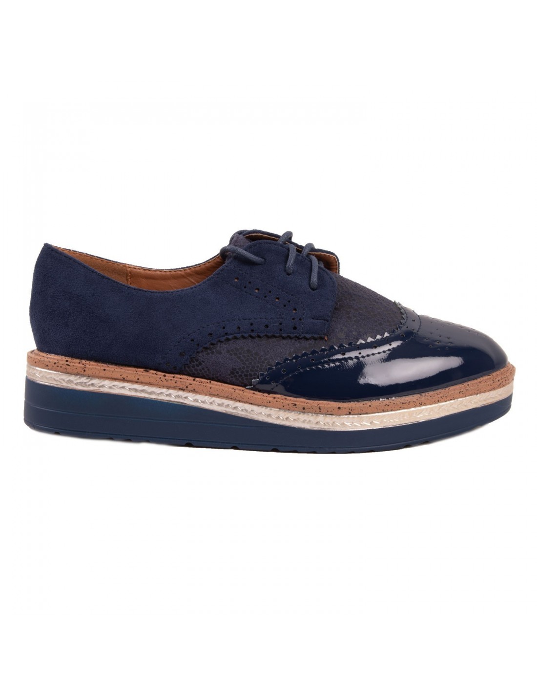 Derbies compensées plateforme daim & motif serpent ...