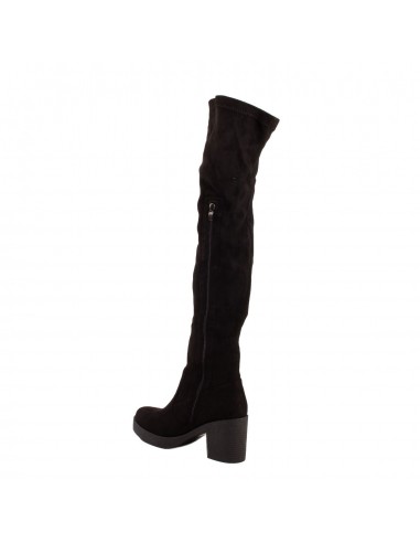 Cuissardes femme à talon et semelle plateforme en daim noir semelle crantée Cuissardes femme à talon et semelle plateforme en daim noir semelle crantée