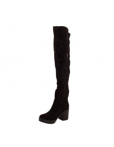 Cuissardes femme à talon et semelle plateforme en daim noir semelle crantée Cuissardes femme à talon et semelle plateforme en daim noir semelle crantée