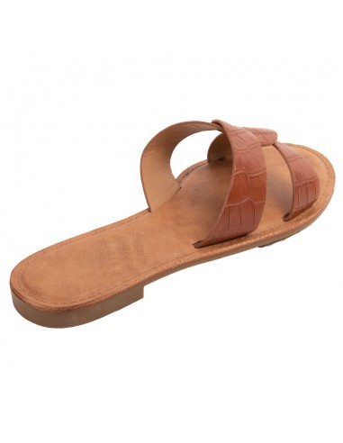 Claquette femme en simili cuir bride tressée effet croco écaille