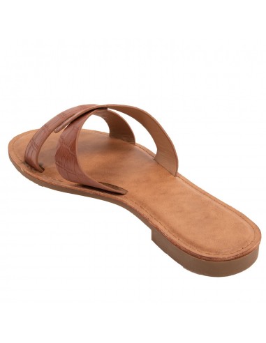 Claquette femme en simili cuir bride tressée effet croco écaille