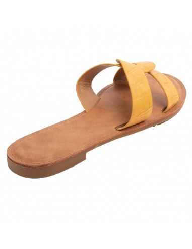 Claquette femme en simili cuir bride tressée effet croco écaille