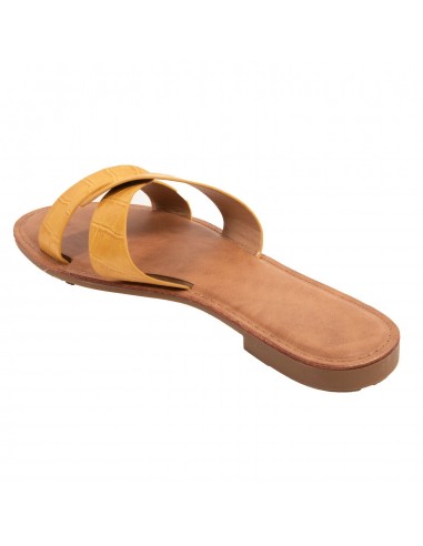 Claquette femme en simili cuir bride tressée effet croco écaille