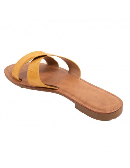 Claquette femme en simili cuir bride tressée effet croco écaille