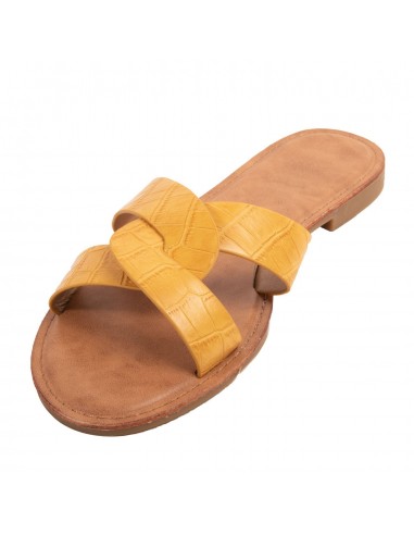 Claquette femme en simili cuir bride tressée effet croco écaille