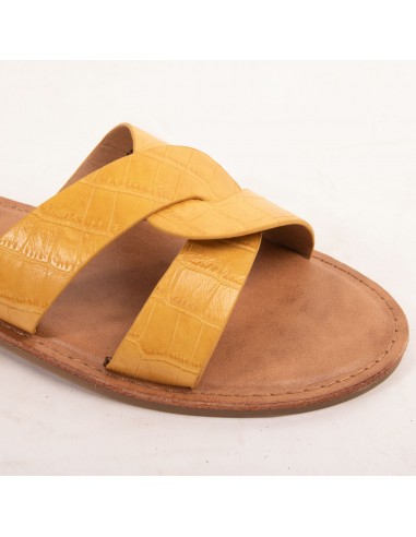 Claquette femme en simili cuir bride tressée effet croco écaille