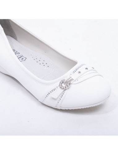 Ballerines noires souples semelle intérieure cuir & boucle décorative argentée strass