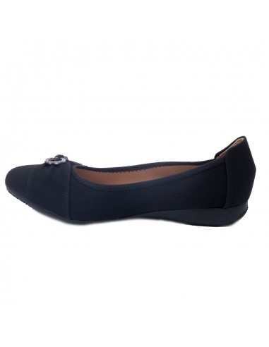 Ballerines noires souples semelle intérieure cuir & boucle décorative argentée strass