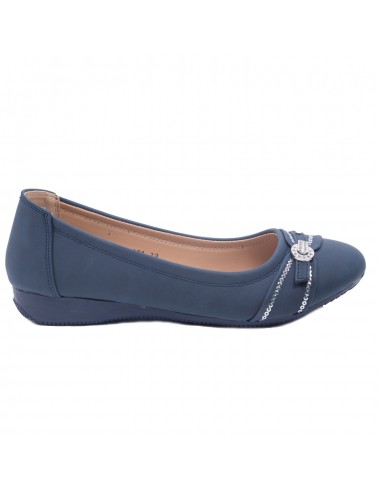 Ballerines noires souples semelle intérieure cuir & boucle décorative argentée strass