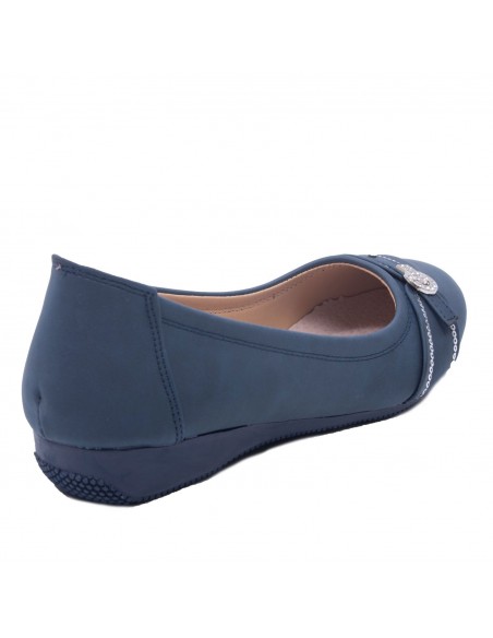 Ballerines noires souples semelle intérieure cuir & boucle décorative argentée strass