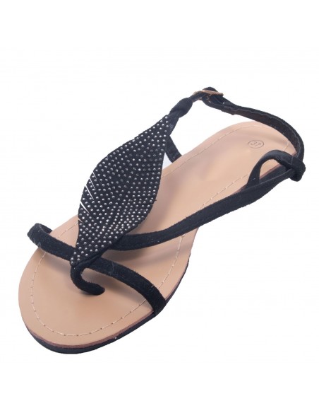 Sandales femme plume à strass avec brides nus pied et semelle cuir