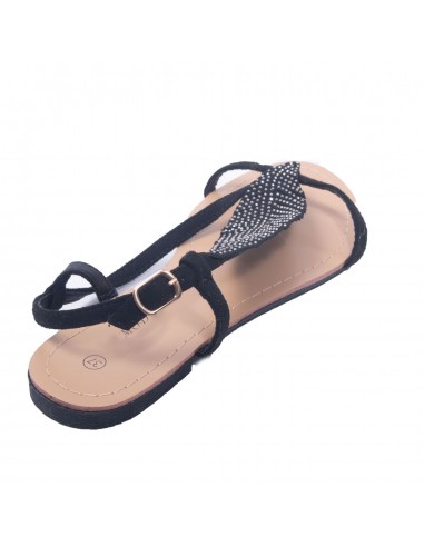 Sandales femme plume à strass avec brides nus pied et semelle cuir