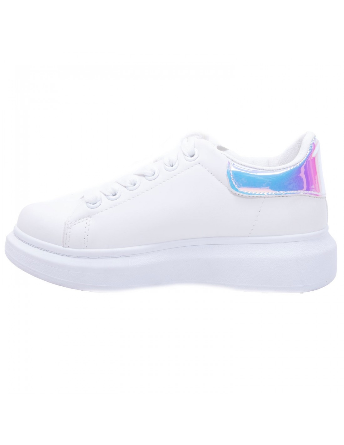 Baskets femme plateforme plateau simili cuir blanc détail Baskets femme tendance compensée simili cuir cuir avec