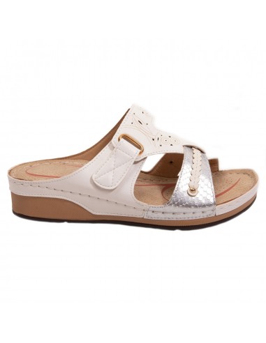 Mules femme à bride réglable doré sabot pied sensible en simili cuir noir ou blanc 35-42