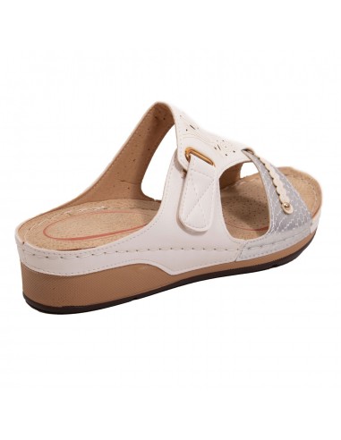 Mules femme à bride réglable doré sabot pied sensible en simili cuir noir ou blanc 35-42