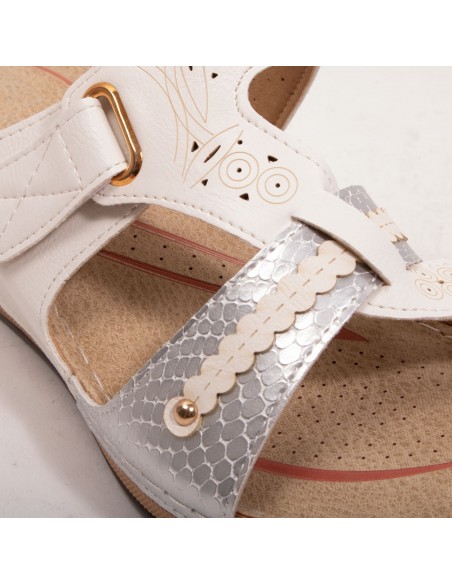 Mules femme à bride réglable doré sabot pied sensible en simili cuir noir ou blanc 35-42