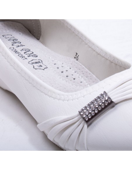 Ballerines noires souples semelle intérieure cuir & boucle décorative argentée strass