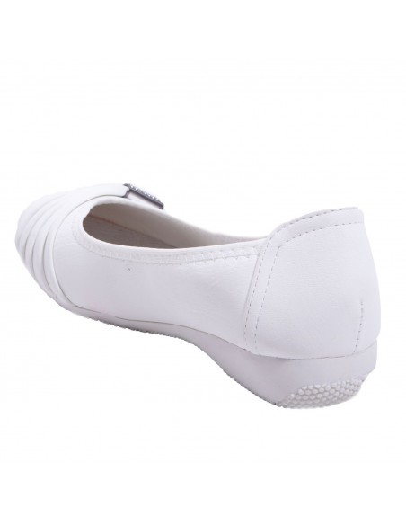 Ballerines noires souples semelle intérieure cuir & boucle décorative argentée strass