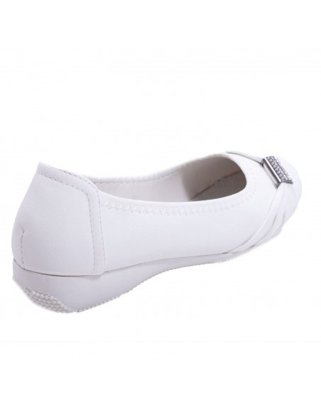 Ballerines noires souples semelle intérieure cuir & boucle décorative argentée strass