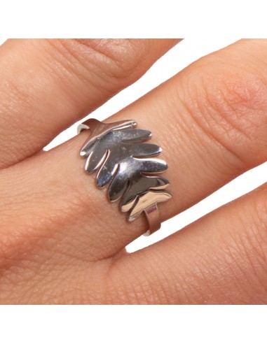 Bague motif feuille femme acier inoxydable réglable bijoux argenté Bague motif feuille femme acier inoxydable réglable bijoux argenté