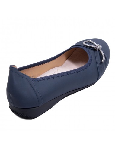 Ballerines noires souples semelle intérieure cuir & boucle décorative argentée strass