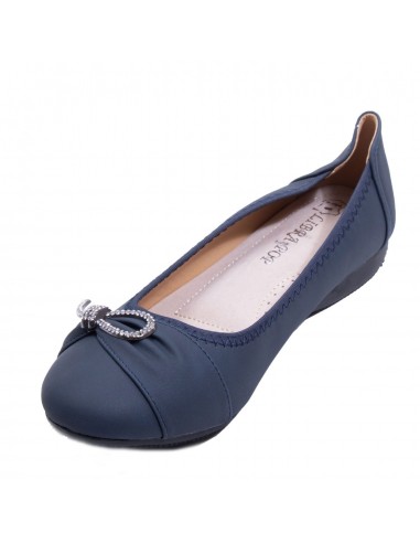 Ballerines noires souples semelle intérieure cuir & boucle décorative argentée strass