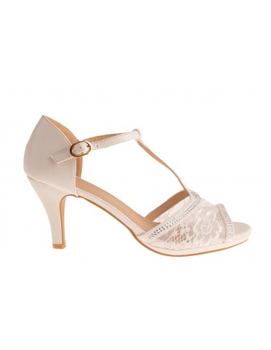 Sandales mariage femme dentelle et strass bout ouvert grandes pointures femme