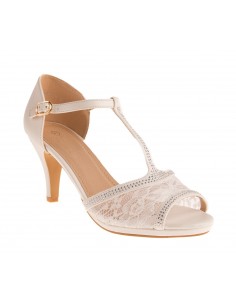Sandales mariage femme dentelle et strass bout ouvert grandes pointures femme 2