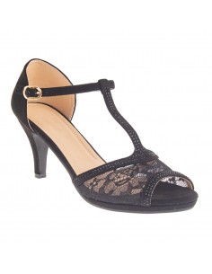 Sandales mariage femme dentelle et strass bout ouvert grandes pointures femme