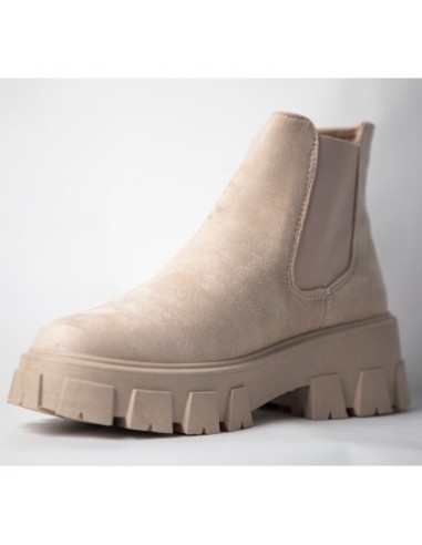 Bottines plateforme daim beige ou...