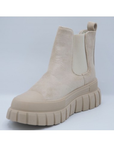 Bottines plateforme daim beige ou...