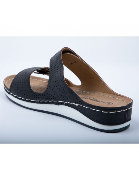 Mules orthopédiques Sabot Chausson femme à double lanières réglables pied sensible en simili cuir 36 au 41