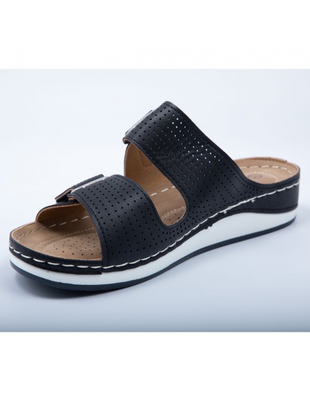 Mules orthopédiques Sabot Chausson femme à double lanières réglables pied sensible en simili cuir 36 au 41