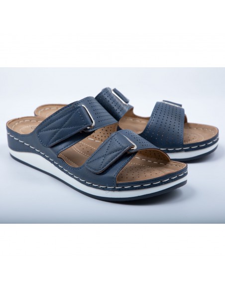 Mules orthopédiques Sabot Chausson femme à double lanières réglables pied sensible en simili cuir 36 au 41