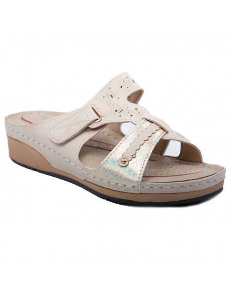 Mules Femme Confortables en Simili Cuir - Mules Orthopédiques avec Semelle Anatomique et Bride Réglable 35-42