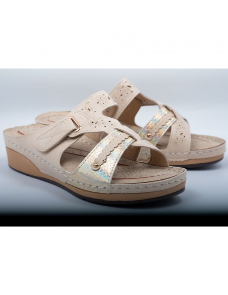 Mules Femme Confortables en Simili Cuir - Mules Orthopédiques avec Semelle Anatomique et Bride Réglable 35-42