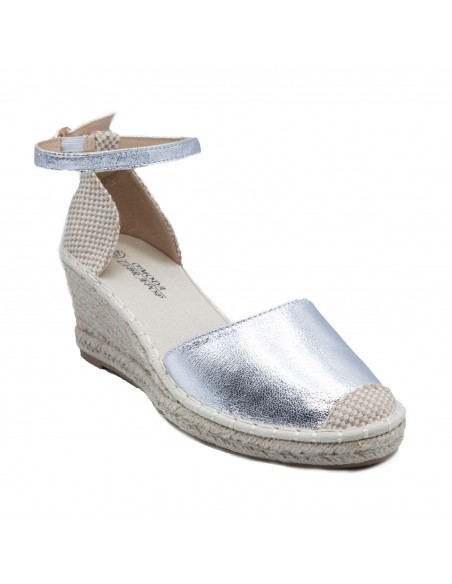 Espadrilles femme à Talon compensé - Sandales été en toile et corde à bride cheville