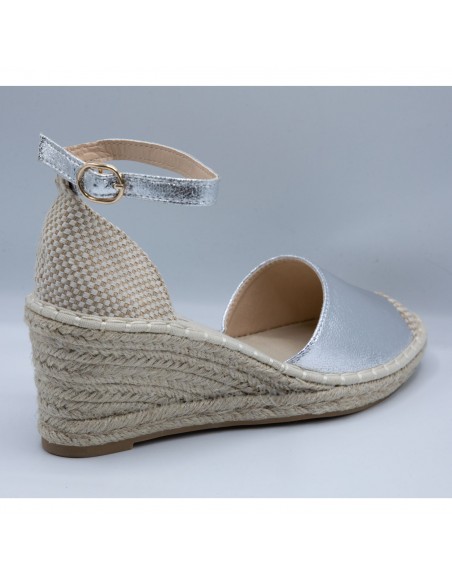 Espadrilles femme à Talon compensé - Sandales été en toile et corde à bride cheville