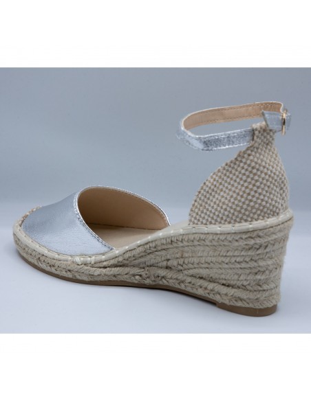 Espadrilles femme à Talon compensé - Sandales été en toile et corde à bride cheville