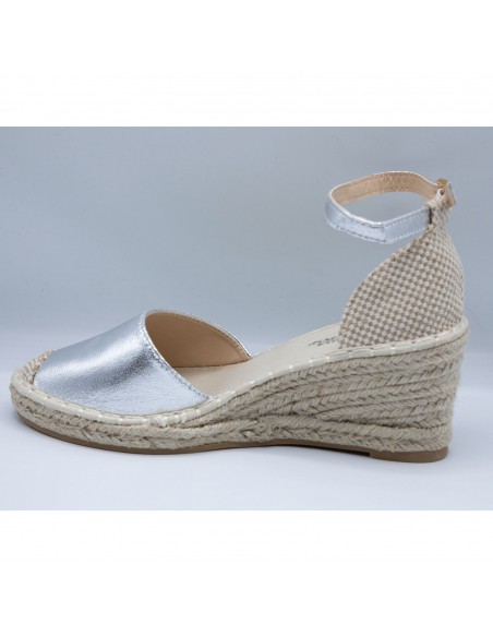 Espadrilles femme à Talon compensé - Sandales été en toile et corde à bride cheville