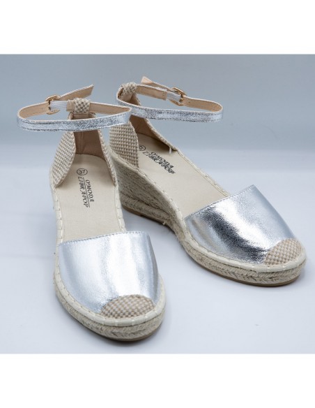 Espadrilles femme à Talon compensé - Sandales été en toile et corde à bride cheville