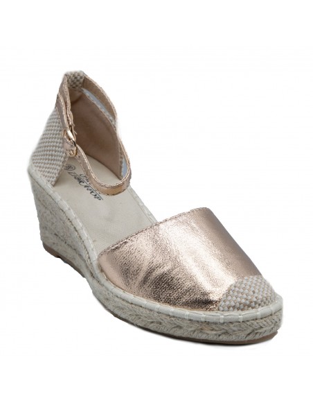 Espadrilles femme à Talon compensé - Sandales été en toile et corde à bride cheville