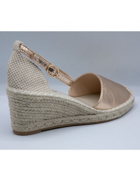 Espadrilles femme à Talon compensé - Sandales été en toile et corde à bride cheville