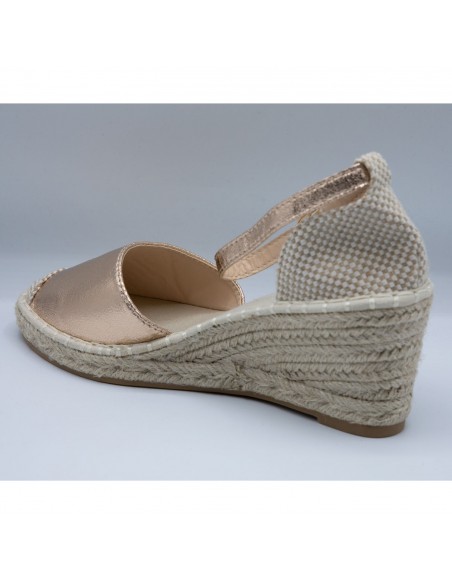 Espadrilles femme à Talon compensé - Sandales été en toile et corde à bride cheville