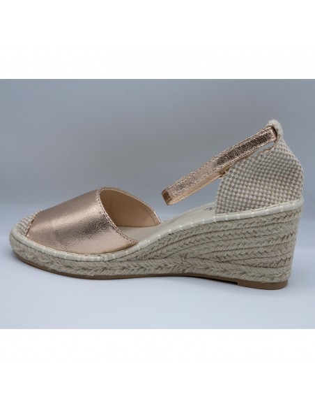 Espadrilles femme à Talon compensé - Sandales été en toile et corde à bride cheville
