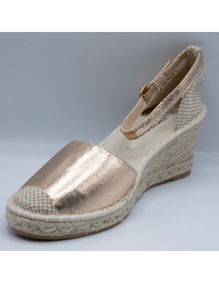 Espadrilles femme à Talon compensé - Sandales été en toile et corde à bride cheville