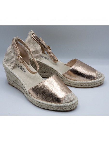 Espadrilles femme à Talon compensé - Sandales été en toile et corde à bride cheville